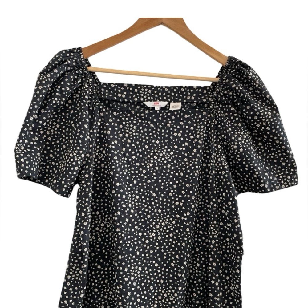Levi's NEW Bailey Cotton Midi Dress Black & White Floral Women’s Size Large - Picture 4 of 8